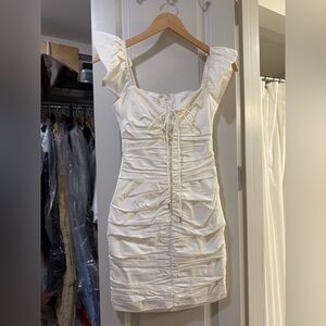 Elegant White Ruched House of CB Dress